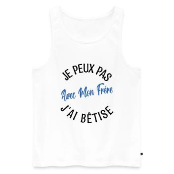 idée Cadeau frère. cadeau frères et sœurs. - Débardeur bio Premium Homme - blanc - Devant - AI Model Male 178 light (178cm)