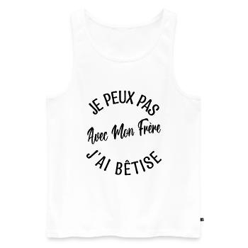 idée Cadeau frère. cadeau frères et sœurs. - Débardeur bio Premium Homme - blanc - Devant - AI Model Male 178 light (178cm)