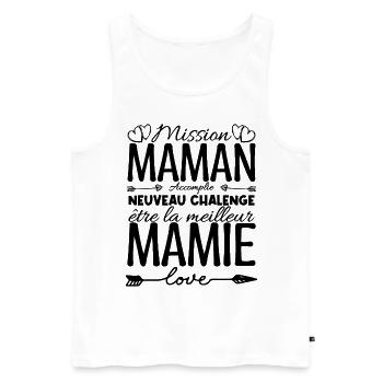 Cadeau Annonce Grossesse Mamie. Mission de maman. - Débardeur bio Premium Homme - blanc - Devant - Michal (187cm)