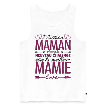 Cadeau Annonce Grossesse Mamie. Mission de maman. - Débardeur bio Premium Homme - blanc - Devant - Michal (187cm)