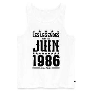 cadeau d'anniversaire juin 1986. Cadeau Juin 1986. - Débardeur bio Premium Homme - blanc - Devant - Michal (187cm)