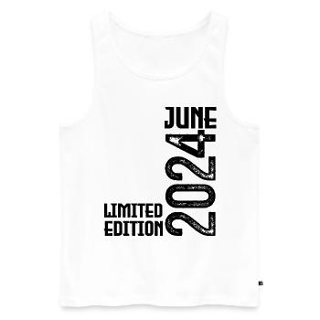 Cadeau juin 2024 anniversaire Juin 2024. juin 2024 - Débardeur bio Premium Homme - blanc - Devant - Michal (187cm)