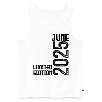 Cadeau juin 2025 anniversaire Juin 2025. juin 2025 - Débardeur bio Premium Homme - blanc - Devant - Michal (187cm)