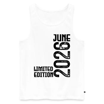 Gift June 2026 birthday June 2026. June 2026 - Men's Premium Organic Tank Top - white - Front - AI Model Male 178 light (178cm)