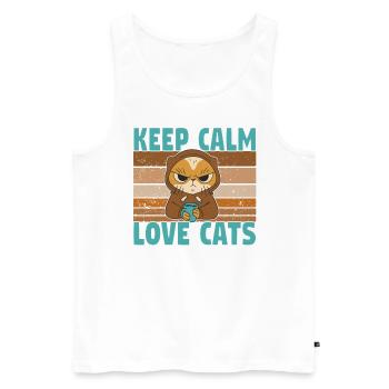 Domestic Cat Shorthair Maine Coon Siamese Cat Cat - Men's Premium Organic Tank Top - white - Front - Michal (187cm)