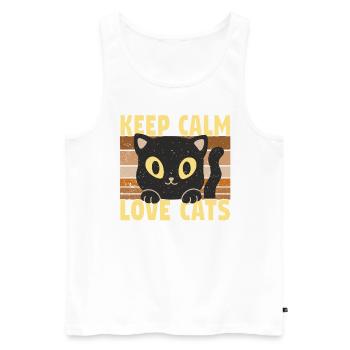 Domestic Cat Shorthair Maine Coon Siamese Cat Cat - Men's Premium Organic Tank Top - white - Front - AI Model Male 178 light (178cm)