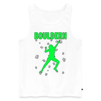 Bouldern Boulder Klettern Boulderer Bouldering - Männer Premium Bio Tank Top - Weiß - Vorne - AI Model Male 178 light (178cm)