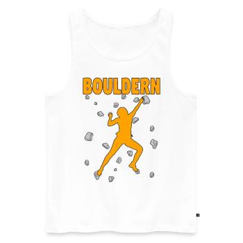 Bouldern Boulder Klettern Boulderer Bouldering - Männer Premium Bio Tank Top - Weiß - Vorne - AI Model Male 178 light (178cm)