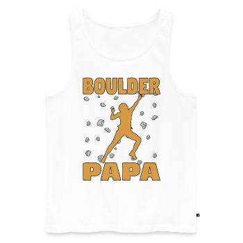 Bloc Papa Boulder Papa Papa Boulderer Fête des pères - Débardeur bio Premium Homme - blanc - Devant - AI Model Male 178 light (178cm)