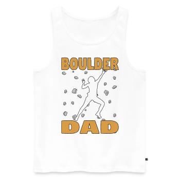 Bloc Papa Boulder Papa Papa Boulderer Fête des pères - Débardeur bio Premium Homme - blanc - Devant - AI Model Male 178 light (178cm)