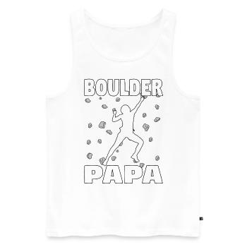 Bloc Papa Boulder Papa Papa Boulderer Fête des pères - Débardeur bio Premium Homme - blanc - Devant - AI Model Male 178 light (178cm)
