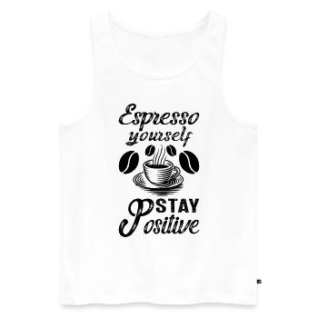 Coffee lover Caffeine and positivity Coffee-themed - Men's Premium Organic Tank Top - white - Front - AI Model Male 178 light (178cm)