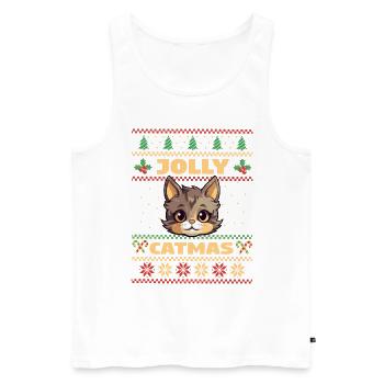 Cat Domestic Cat Shorthair Maine Coon Christmas - Men's Premium Organic Tank Top - white - Front - Michal (187cm)