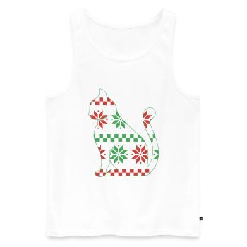 Cat Domestic Cat Shorthair Maine Coon Christmas - Men's Premium Organic Tank Top - white - Front - AI Model Male 178 light (178cm)