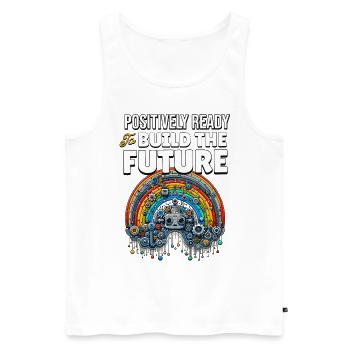 Positivité Arcs-en-ciel Mindfulness Amélioration de soi - Débardeur bio Premium Homme - blanc - Devant - Michal (187cm)