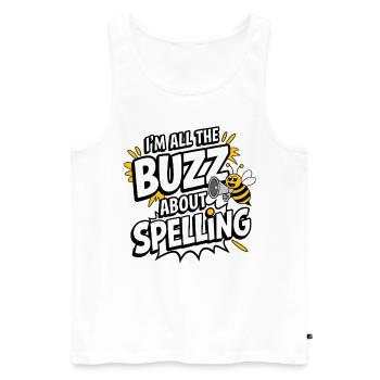 Concours de mots Spelling Bee Champion - Débardeur bio Premium Homme - blanc - Devant - Michal (187cm)
