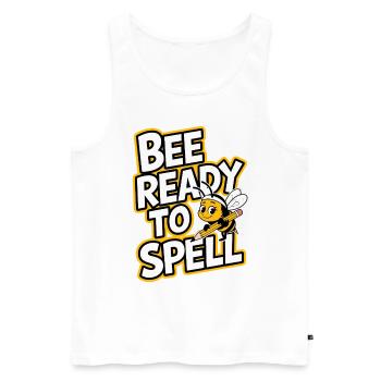 Concours de mots Spelling Bee Champion - Débardeur bio Premium Homme - blanc - Devant - Michal (187cm)