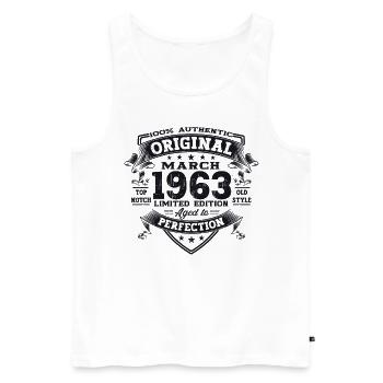 60. Geburtstag Mann Original März Jahrgang 1963 - Männer Premium Bio Tank Top - Weiß - Vorne - Michal (187cm)
