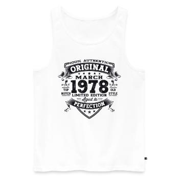45th birthday Mann Original March Born 1978 - Men's Premium Organic Tank Top - white - Front - AI Model Male 178 light (178cm)