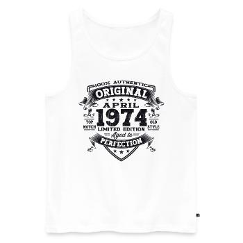 49th birthday man April Born 1974 Original - Men's Premium Organic Tank Top - white - Front - Michal (187cm)
