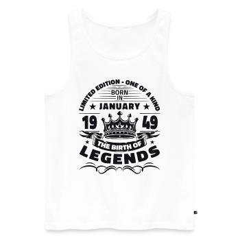 75th Birthday January Vintage Legendary Since 1949 - Men's Premium Organic Tank Top - white - Front - Michal (187cm)