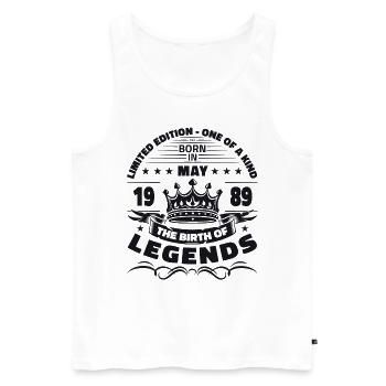 Birthday 1989 May 1989 Vintage 1989 Legend 89 - Men's Premium Organic Tank Top - white - Front - AI Model Male 178 light (178cm)