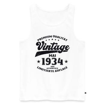 Vintage May 1934 Vintage 1934 Birthday 1934 - Men's Premium Organic Tank Top - white - Front - AI Model Male 178 light (178cm)