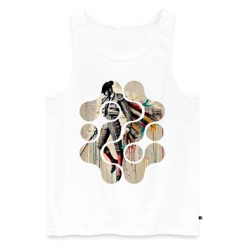 L'élégance colorée du matador - Débardeur bio Premium Homme - blanc - Devant - AI Model Male 178 light (178cm)