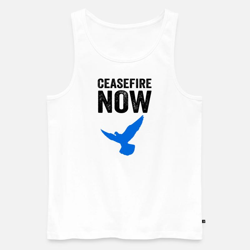 CEASEFIRE NOW mit Friedenstaube - Männer Premium Bio Tank Top - Weiß