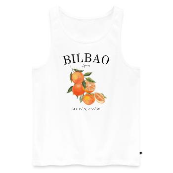 Bilbao - Espagne - Biscaye - Nervion - Souvenir - Débardeur bio Premium Homme - blanc - Devant - Michal (187cm)