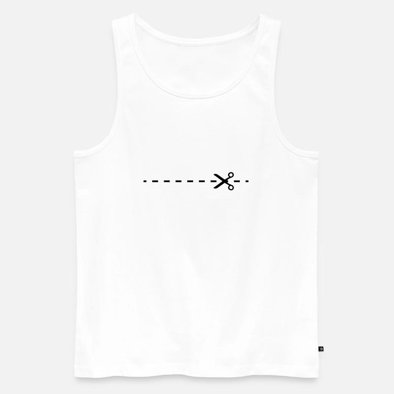 hier_aufschneiden - schere - shear - Männer Premium Bio Tank Top - Weiß