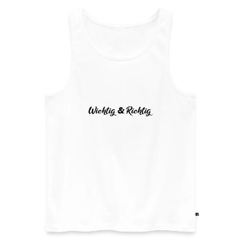 wichtig und richtig Black - Männer Premium Bio Tank Top - Weiß - Vorne - Michal (187cm)