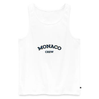Monaco Crew - Monte Carlo - Mer Méditerranée - Débardeur bio Premium Homme - blanc - Devant - AI Model Male 178 light (178cm)