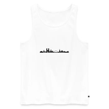 Skyline - Saarbrücken - Männer Premium Bio Tank Top - Weiß - Vorne - Michal (187cm)
