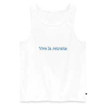 RETRAITE. RETRAITE. RETRAITEE. RETRAITE - Débardeur bio Premium Homme - blanc - Devant - Michal (187cm)