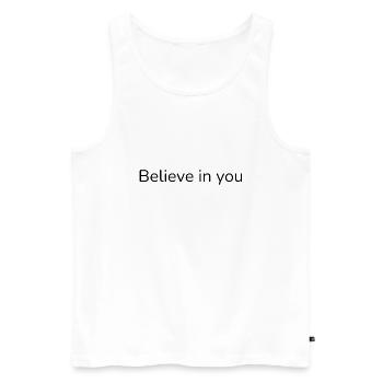 Believe in You – Citation de motivation Sweat à capuche zippé - Débardeur bio Premium Homme - blanc - Devant - Michal (187cm)