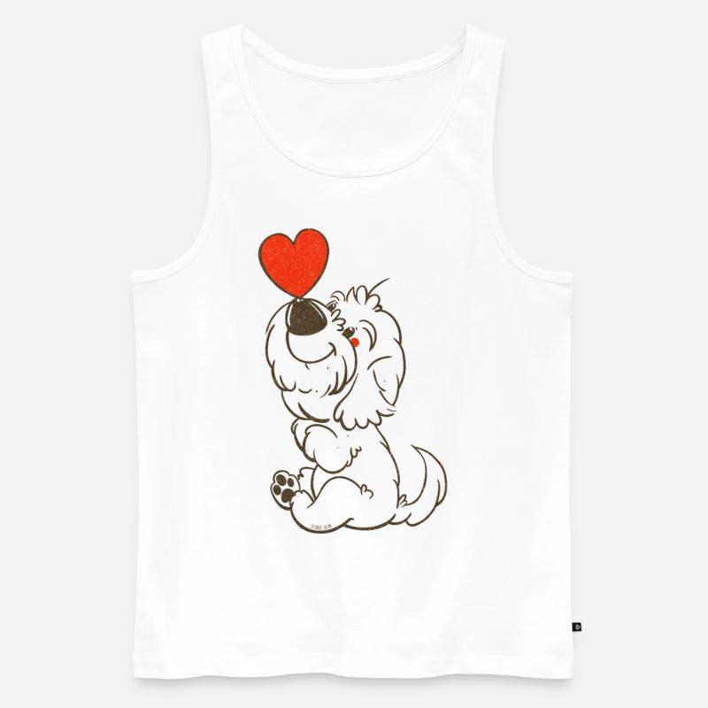 cockapoo Thor mit herzbrauner Strichzeichnung - Männer Premium Bio Tank Top - Weiß