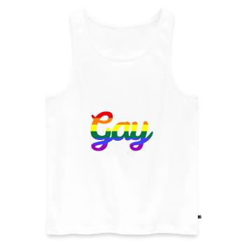 Gay - Männer Premium Bio Tank Top - Weiß - Vorne - AI Model Male 178 light (178cm)
