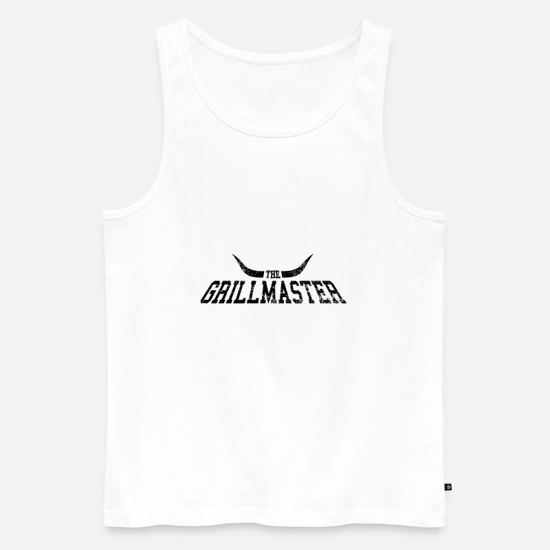 Grillen Grillmaster Hörner - Schwarz - Männer Premium Bio Tank Top - Weiß