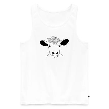 vegane vegetarische Kalbsblüten - Männer Premium Bio Tank Top - Weiß - Vorne - Michal (187cm)