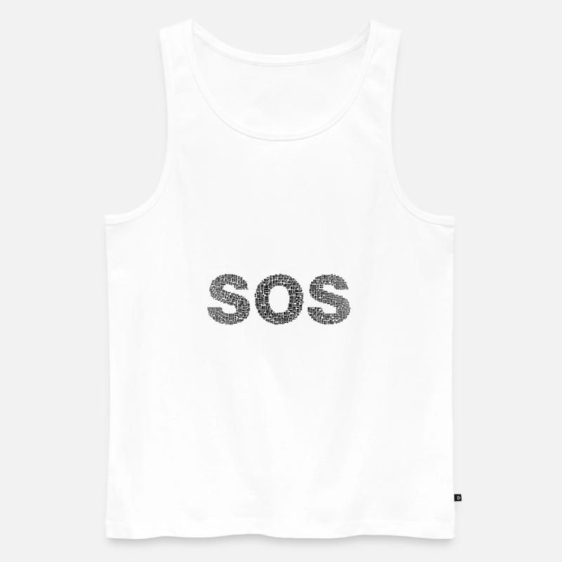 SOS! scritto con la parola "help" - Canottiera ecologica premium da uomo - bianco