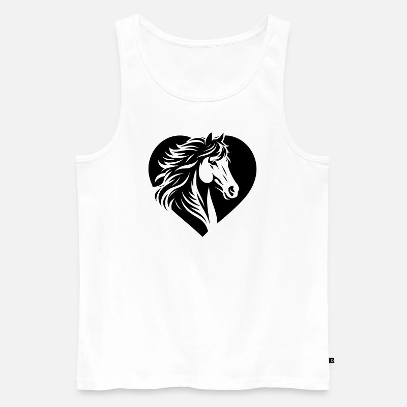 Pferde Kopf Herz - Männer Premium Bio Tank Top - Weiß