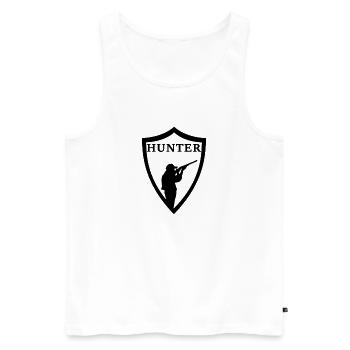 Hunter Badge Hunter Hunting - Men's Premium Organic Tank Top - white - Front - Michal (187cm)