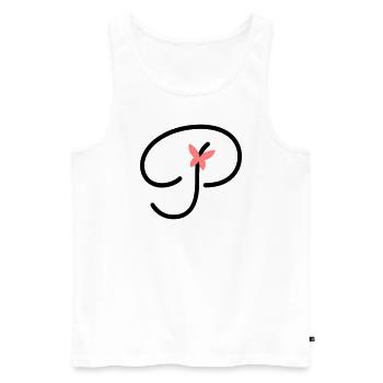 Lettre P Papillon Lettre - Débardeur bio Premium Homme - blanc - Devant - AI Model Male 178 light (178cm)