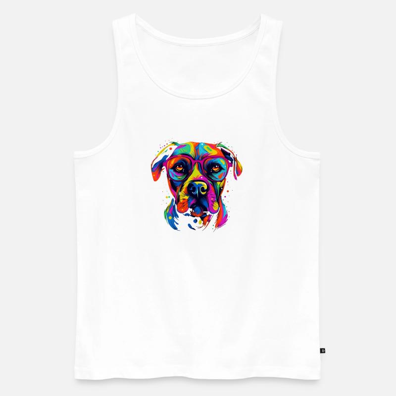 Hund mit Brille - Männer Premium Bio Tank Top - Weiß