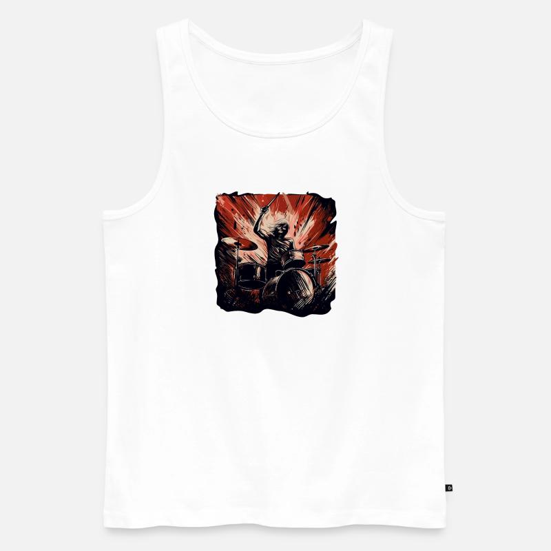 Drummer crazy - Männer Premium Bio Tank Top - Weiß