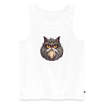 Cat Katze - Männer Premium Bio Tank Top - Weiß - Vorne - Michal (187cm)