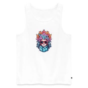 Frau wilde Haare - Männer Premium Bio Tank Top - Weiß - Vorne - Michal (187cm)