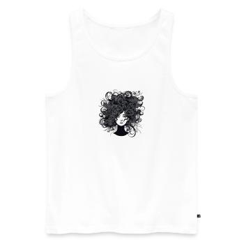 Crazy Frau wilde Haare - Männer Premium Bio Tank Top - Weiß - Vorne - Michal (187cm)