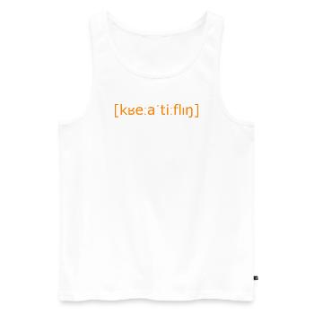 Ich bin hier der Kreativling in Orange - Männer Premium Bio Tank Top - Weiß - Vorne - AI Model Male 178 light (178cm)